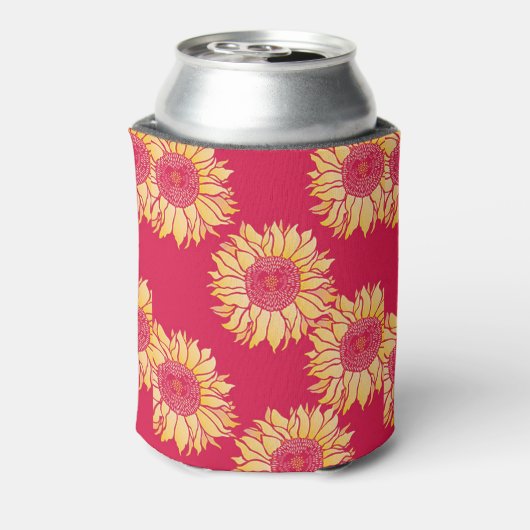 Rode zonnebloem gezellig blikjeskoeler (Blikje Achterkant)