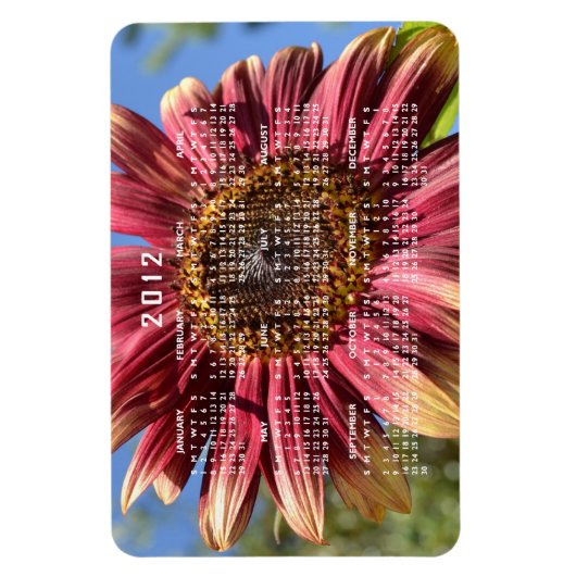Rode zonnebloem kalender magneet (Verticaal)