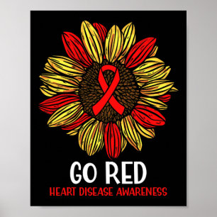 Rode zonnebloem lint poster