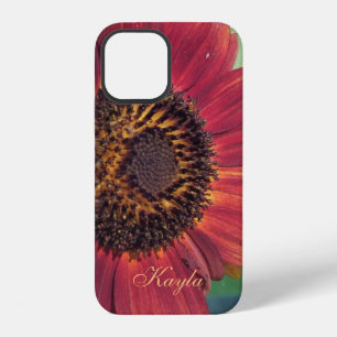 Rode zonnebloem *personaliseren* iPhone 12 hoesje