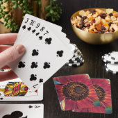 Rode zonnebloem pokerkaarten (Insitu)