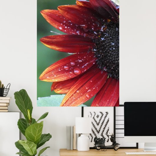 Rode zonnebloem Poster (Thuiskantoor)