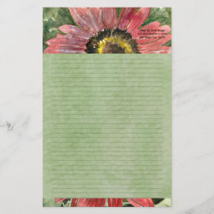 Rode zonnebloem Waterverf Gepersonaliseerd Briefpa Briefpapier