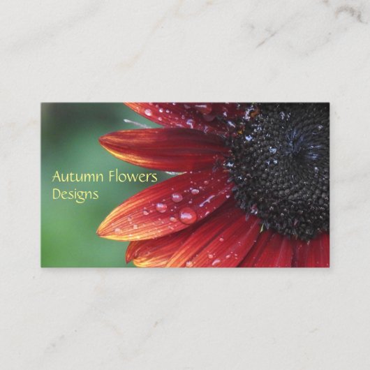 Rode Zonnebloemblaadjes Bloemenlandschap Design Visitekaartje (Voorkant)