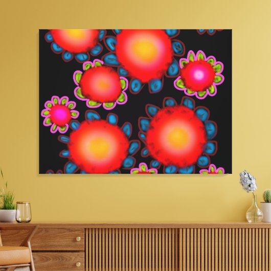 Rode Zonnebloemen  Canvas Afdruk (Insitu (Woonkamer))