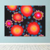 Rode Zonnebloemen  Canvas Afdruk (Insitu (Houten vloer))