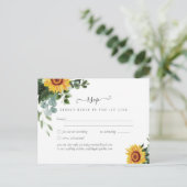 Rode Zonnebloemen Eucalyptus Bladeren Bruiloft Briefkaart (Staand voorkant)