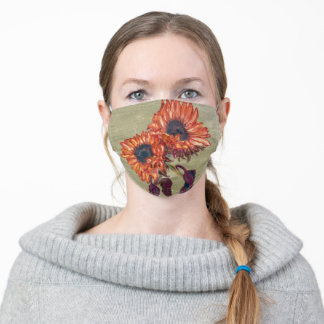 Rode zonnebloemen gezichtsmasker stoffen mondkapje