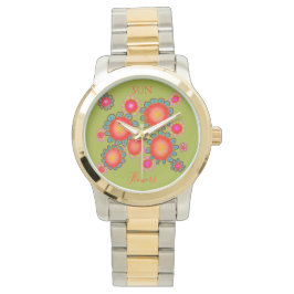 Rode zonnebloemen groene grafische afbeelding horloge