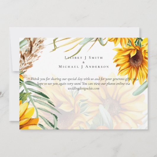 Rode Zonnebloemen Pampasgras Bruiloft (Achterkant)