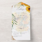 Rode Zonnebloemen Pampasgras Bruiloft All In One Uitnodiging (Binnen)