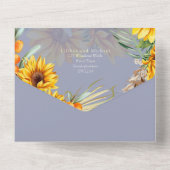 Rode Zonnebloemen Pampasgras Bruiloft All In One Uitnodiging (Achterkant)