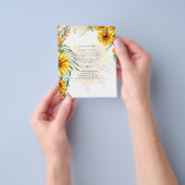 Rode Zonnebloemen Pampasgras Stof Roze Bruiloft Flyer (Hand)