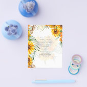 Rode Zonnebloemen Pampasgras Stof Roze Bruiloft Flyer (Enkel)