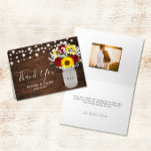 Rode Zonnebloemen Rozen Lichtslingers Foto Bruilof Bedankkaart