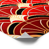 Rode zonnebrand zee zwaait naadloos. poster (Hoek)