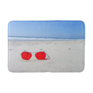 Rode zonnebril op de strand Mat! Badmat