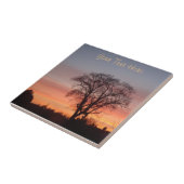 rode zonnehemel zwarte silhouet tegeltje (Zijkant)