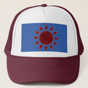 Rode zonnehoed trucker pet