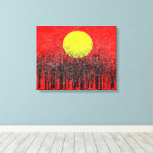 Rode Zonsondergang Abstract Schilderij #4 Canvas Afdruk (Insitu (Houten vloer))