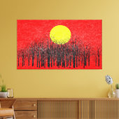 Rode Zonsondergang Abstract Schilderij #4 Canvas Afdruk (Insitu (Woonkamer))