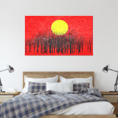 Rode Zonsondergang Abstract Schilderij #4 Canvas Afdruk (Insitu (Slaapkamer))