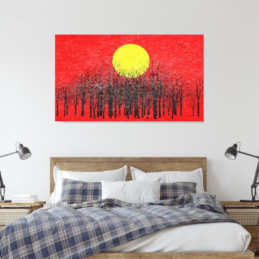 Rode Zonsondergang Abstract Schilderij #4 Canvas Afdruk (Insitu (Slaapkamer))