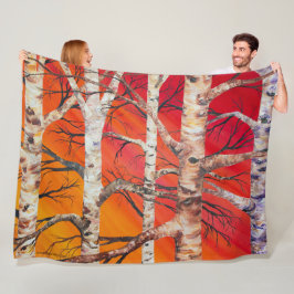 Rode Zonsondergang Berken Fleece Deken