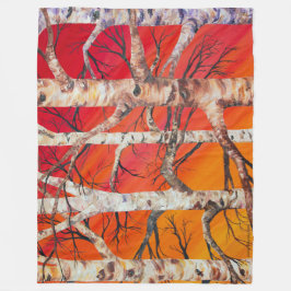 Rode Zonsondergang Berken Fleece Deken