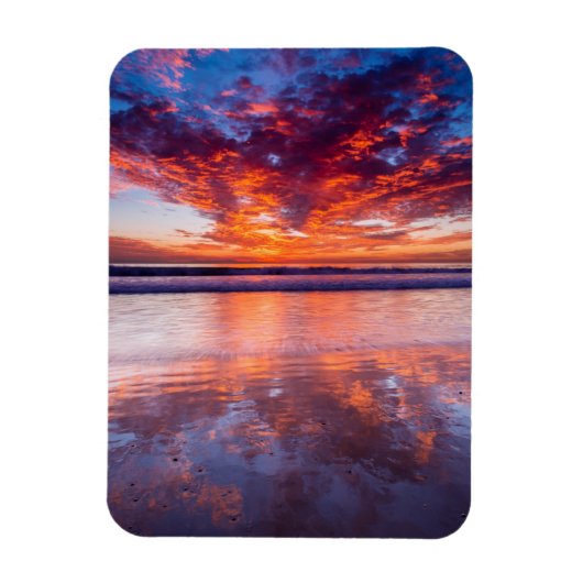 Rode zonsondergang boven de zee, Californië Magneet (Verticaal)