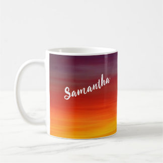 Rode Zonsondergang Custom Naam Koffiemok