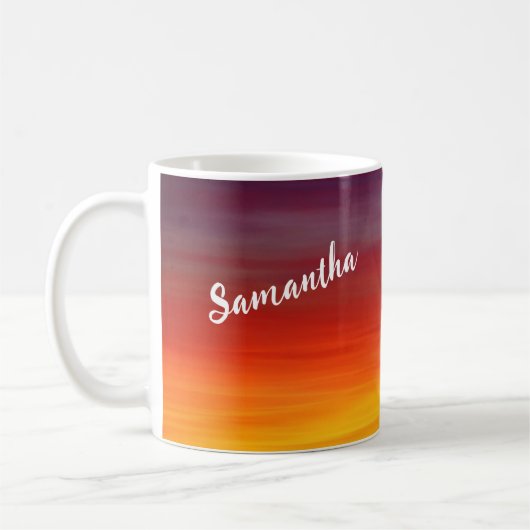 Rode Zonsondergang Custom Naam Koffiemok (Links)