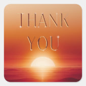 Rode zonsondergang dank u vierkante sticker (Voorkant)