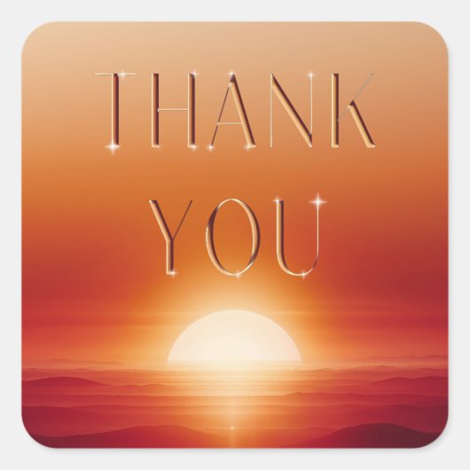 Rode zonsondergang dank u vierkante sticker (Voorkant)