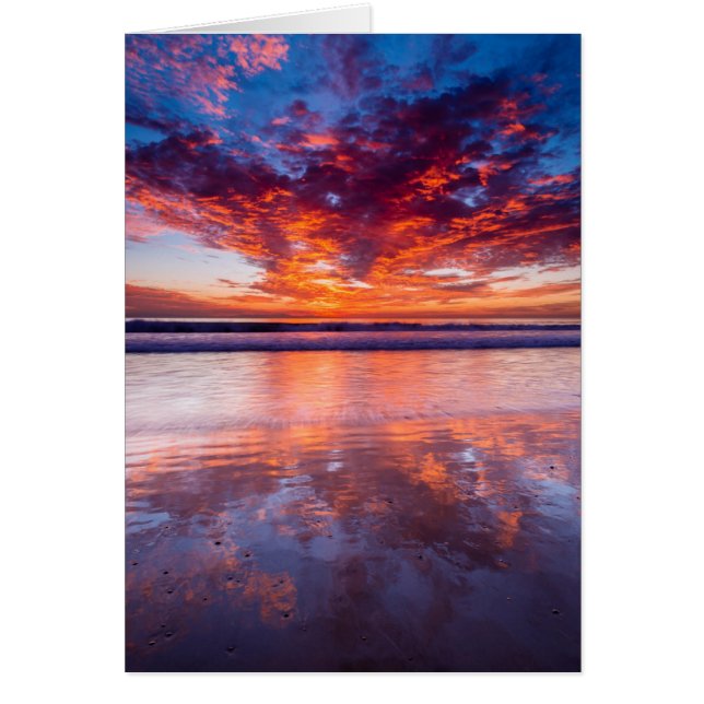 Rode zonsondergang over de zee, Californië (Voorkant)