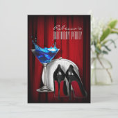 rode zool stiletto meisjesachtig martini cocktailp kaart (Staand voorkant)