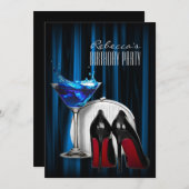 rode zool stiletto meisjesachtig martini cocktailp kaart (Voorkant / Achterkant)