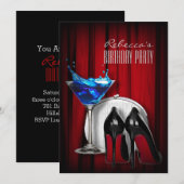 rode zool stiletto meisjesachtige martini cocktail kaart (Voorkant / Achterkant)