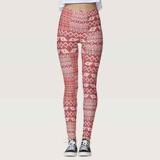 Rode Zuidwest Patroon Leggings (Voorkant)