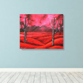 Rode zuidwestelijke abstracte landschapsschilderku canvas afdruk (Insitu (Houten vloer))