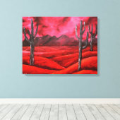 Rode zuidwestelijke abstracte landschapsschilderku canvas afdruk (Insitu (Houten vloer))