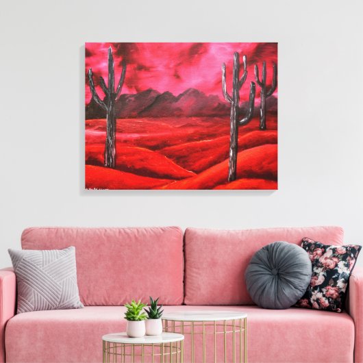 Rode zuidwestelijke abstracte landschapsschilderku canvas afdruk (Insitu (Woonkamer))