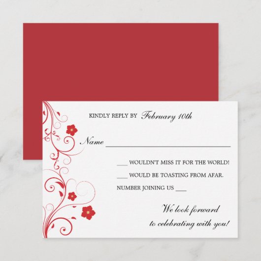 Rode zwanen en reactiekaarten voor bloemen kaart (Voorkant / Achterkant)