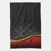 RODE ZWART- EN GOUDE BAROQUE PATROON KITCHEN TOWEL THEEDOEK (Verticaal)