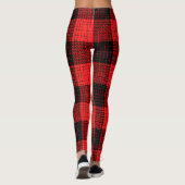 Rode Zwart Kruisraster Buffalo Check Leggings (Achterkant)