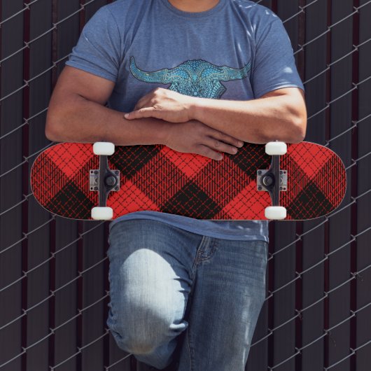 Rode Zwart Kruisraster Buffalo Check Persoonlijk Skateboard (Buiten 3)
