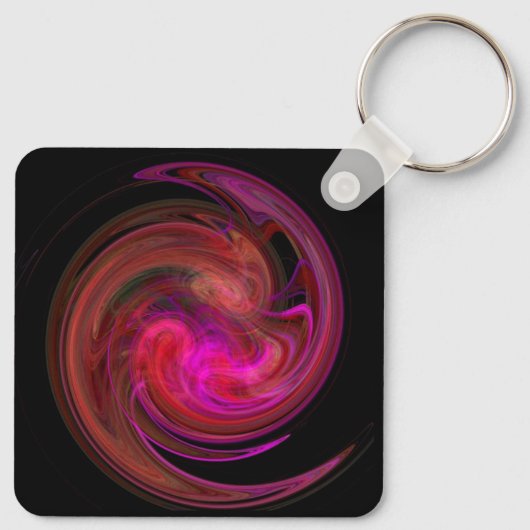 RODE ZWART PINK LIGHT VORTEX, fractal Art Sleutelhanger (Achterkant)