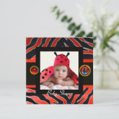 RODE ZWART WITTE ZEBRA, LADYBUG Fotosjabloon Kaart (Staand voorkant)