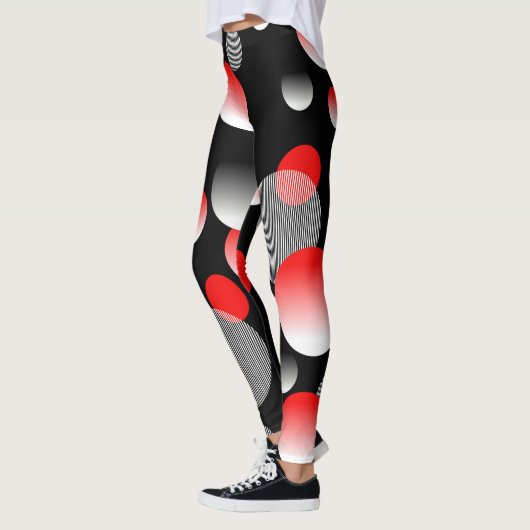RODE ZWARTE ABSTRACTE BUBBELPATROON LEGGINGS (Links)
