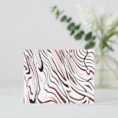 Rode, zwarte Abstracte streep Briefkaart (Staand voorkant)
